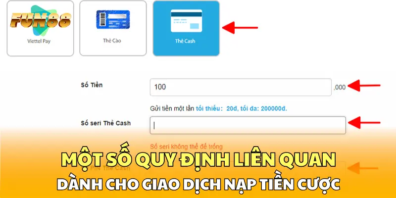 Một số quy định liên quan dành cho giao dịch nạp tiền cược Một số quy định liên quan dành cho giao dịch nạp tiền cược